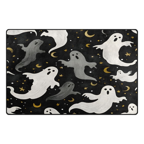 Halloween Ghost Elements Memory Foam Area Rug 31"x20" Non Slip, Absorbent, Fade Proof for Living Room, Bedroom, Office
