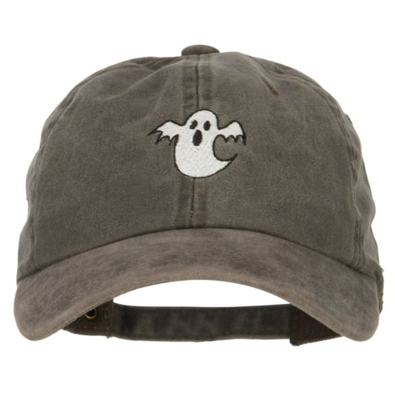 Halloween Ghost Embroidered Unstructured Cotton Cap - Dk Green OSFM