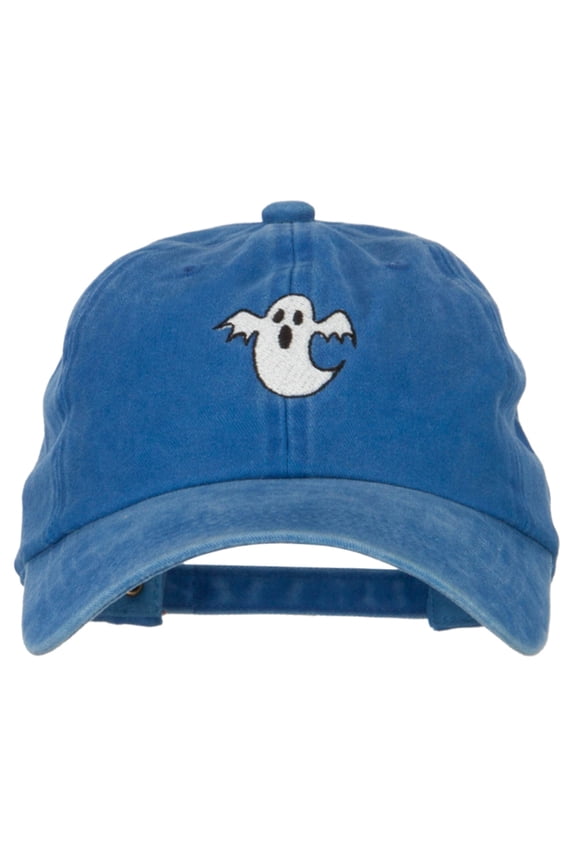 Halloween Ghost Embroidered Unstructured Cotton Cap - Royal OSFM