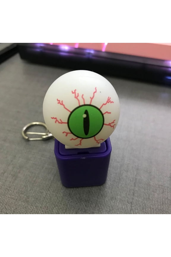 Halloween Ghost Eyeball Voice Activated Light Keychain, Button Sound & LED, 2.5x2 Inch Backpack Pendant Party Favor
