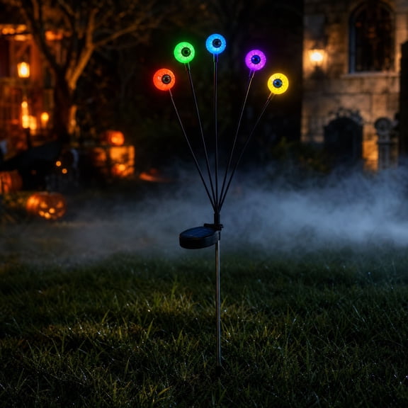 Halloween Ghost Eyes Solar Powered Stake Lights, Spooky LED Eyeball Garden Light with Smart Sensor, Waterproof Easy Ground Insert for Yard Patio Outdoor Decor