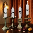 thumbnail image 1 of Halloween Ghost Face 5.1" Hand-Poured Soy Wax Taper Candles Unscented Smokeless Set of 4 for Halloween Decor Horror Decor, 1 of 5