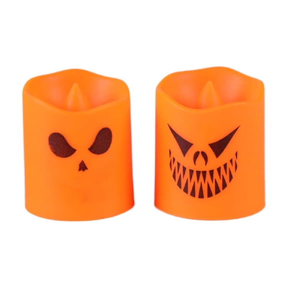 Halloween Ghost Face LED Electronic Candle Lights, Flameless Simulative Small Night Light for Spooky Party Home Table Decor, 2 Stylish Patterns for Themed Atmosphere Building