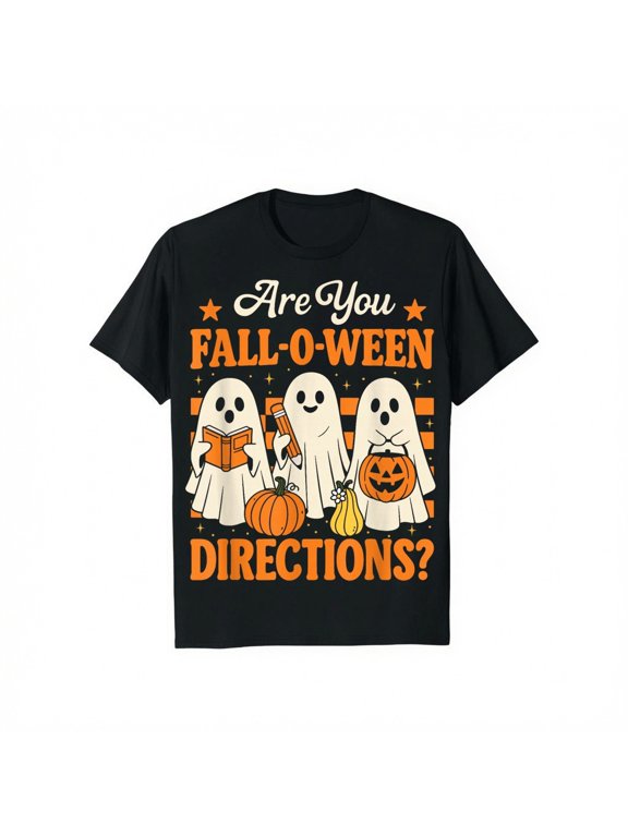 Halloween Ghost Fall-O-Ween Directions Pumpkin T-Shirt