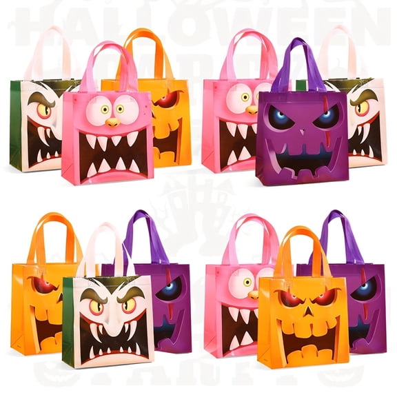Halloween Ghost Festival Horror Emoji Pumpkin Head Non-Woven Wrapping Candy Tote Gift Bags