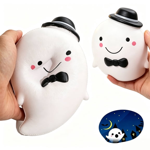 Halloween Ghost Fidget Toy, Soft Ghost Squeeze Toy for Stress Relief and Anxiety, Slow Rise Pressure Release Sensory Toys for Halloween Party Favor , Spooky Table and Desktop Decor