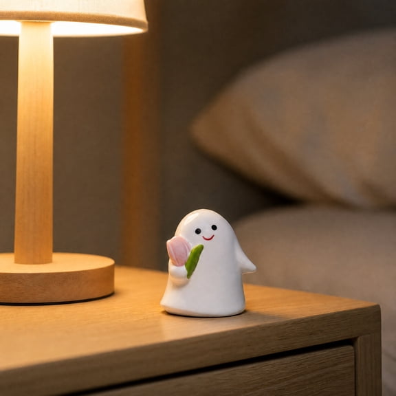 Halloween Ghost Figurine Ceramic Couple Design Tabletop Decor For Desk Shelf Mantel Office Home Indoor Seasonal Decoration B