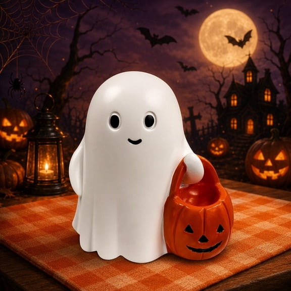 Halloween Ghost Figurine,Ceramic Pumpkins, Pumpkin Ghost, Spooky & Cute Ghost Statue for Home for Gift Party Decor Ghosts Halloween Decorations
