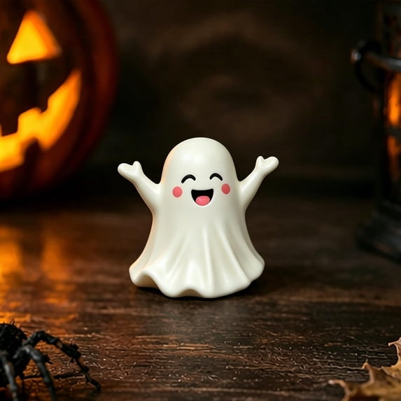 Halloween Ghost Figurine Cute Spooky Resin Statues Unique Spooky Statue Cartoon Mini Ghost Desk Ornament Decorations for Halloween Office Room Desk Tabletop Display Decorative Supplies