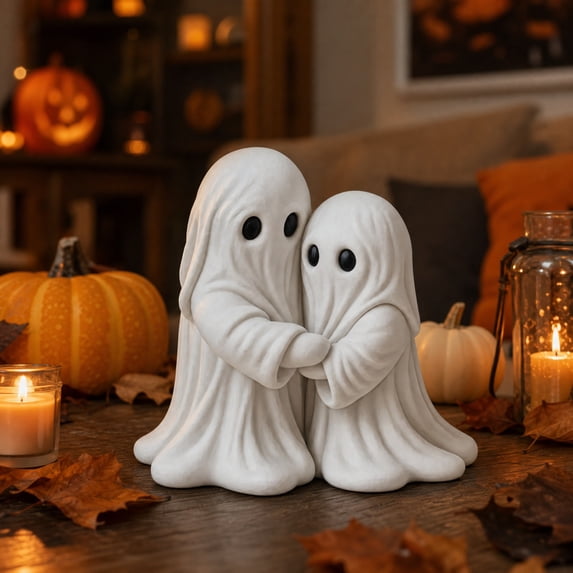 Halloween Ghost Figurine Ghost Statue, Spooky Sculpture Decoration, Halloween Creative Ornaments with Funny Face Expression for Fall Home Fireplace Garden Indoor Kitchen Party Porch, 3.54x3.93in