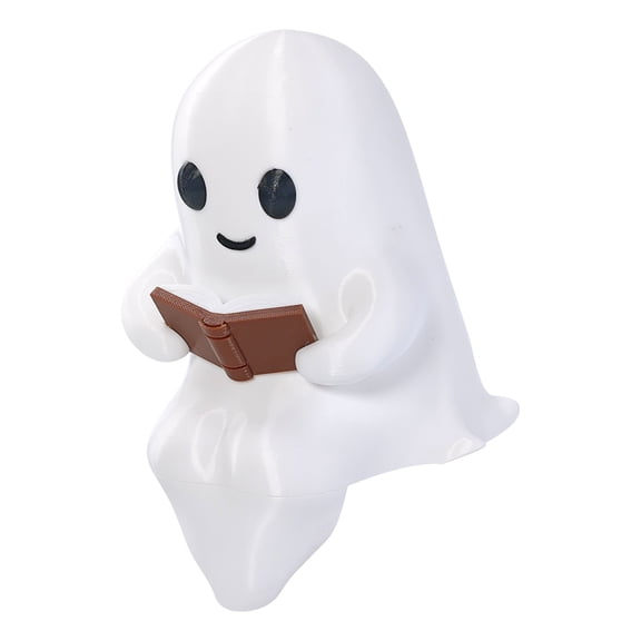 Halloween Ghost Figurine with LED Light, Spooky & Cute Reading Ghost Statue for Bedroom, Desk, Party Decor, Book Lovers Gifts, Funny Light Up Ghost Halloween Decor Indoor (6 in)