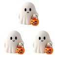 thumbnail image 1 of Halloween Ghost Figurine with Pumpkin Bucket, Resin Polished Cute Ghost Statue, Small Tabletop Halloween Ghost Decor for Home, Office, Tiered Tray, Fall Party Ornament, 1 of 5