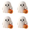 thumbnail image 1 of Halloween Ghost Figurine with Pumpkin Bucket, Resin Polished Cute Ghost Statue, Small Tabletop Halloween Ghost Decor for Home, Office, Tiered Tray, Fall Party Ornament, 1 of 5