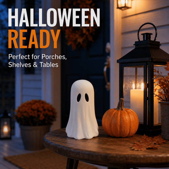 Halloween Ghost Figurine, Spooky Resin Ghost Statue, Cute Finger Ghost Decor for Halloween Decorations, Porch and Indoor Spooky Home Decor, 3.9inch/10cm, White, 1PCS