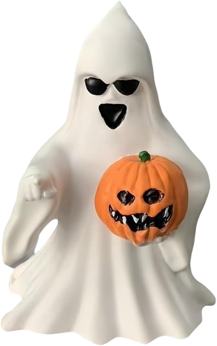 Halloween Ghost Figurine, Spooky Resin Ghost Statue, Funny Cute Ghost Ornaments for Halloween Decorations, Porch and Indoor Home Office Desk Decor, Christmas,New Year's Gifts