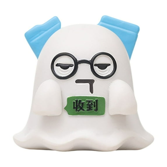 Halloween Ghost Figurines Decor - Cute Mini Resin Ghost Statues with Pumpkins for Home, Desk, Shelf & Party Decorations, Spooky Fun Halloween Decor