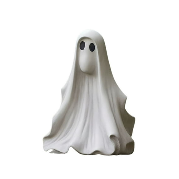 Halloween Ghost Figurines Decor Cute White Ghost Statue Resin Sculpture for Outdoor Garden Tabletop Decoration
