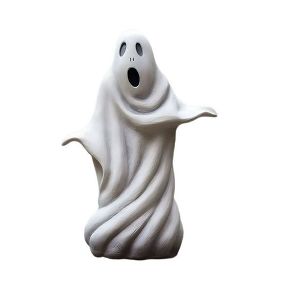 Halloween Ghost Figurines Decor Cute White Ghost Statue Resin Sculpture for Outdoor Garden Tabletop Decoration