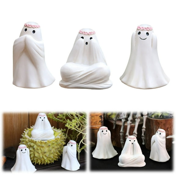 Halloween Ghost Figurines Spooky Resin Statue Decor for Desk, Shelf Tiered Tray,Scary Ghost Ornaments,Funny Small Sculptures for Home,Office,Party,Table Centerpiece Farmhouse Halloween Decorations