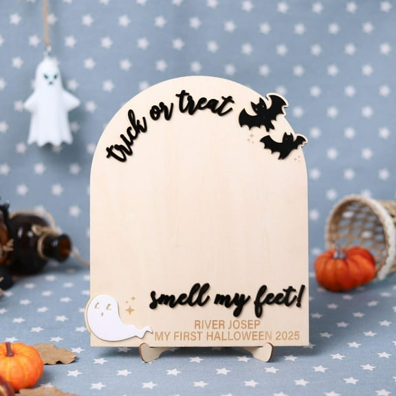Halloween Ghost Footprint Board Kids Craft First Halloween Keepsake Decor