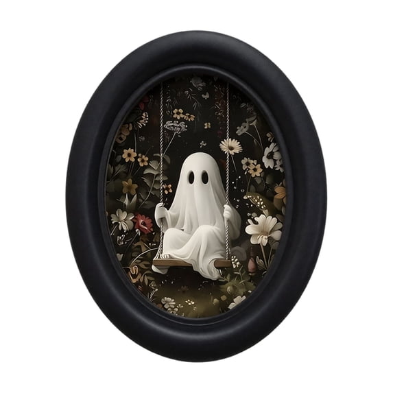Halloween Ghost Framed Wall Art Spooky Gothic Vintage Wall Decor for Home Living Room Bedroom Halloween Hanging Decoration
