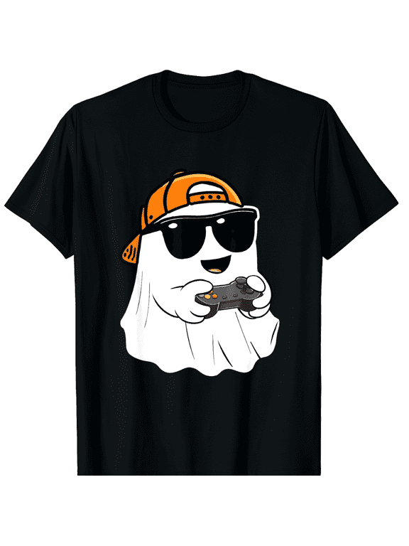 Halloween Ghost Gamer Scary Costume Gaming Men Black T-Shirt