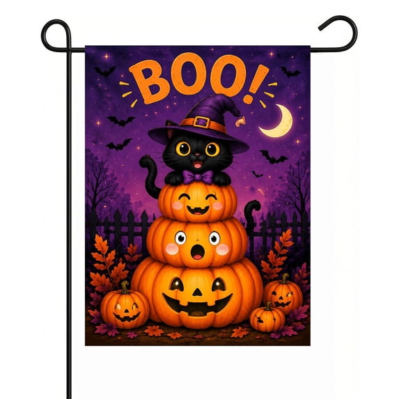 Halloween Ghost Garden Flag, 12 x 18 in Double Sided Welcome Yard Banner for Outdoor Porch Lawn