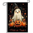 thumbnail image 1 of Halloween Ghost Garden Flag 12x18 Inch Fall Autumn Floral Pumpkin Thanksgiving Holiday Outside Decorations Burlap Yard Flags, 1 of 6