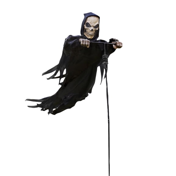 Halloween Ghost Garden Stake 2.1m Tall, Metal Outdoor Yard Decoration with Hanging Arms for Lawn Patio and Porch Decor