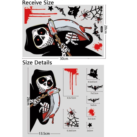 Halloween Ghost Ghost Shadow Window Stickers Witch Death Bat Skeleton Helloween Party Decoration Electrostatic Sticker 20*30CM，Multiple styles, Package