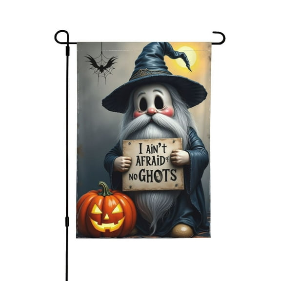 Halloween Ghost Gnome Garden Flag Vertical Double Sided 12.5x18 Inch Spider Web Boo Rustic Farmhouse Decor For Seasonal Holiday Yard 1 Flag