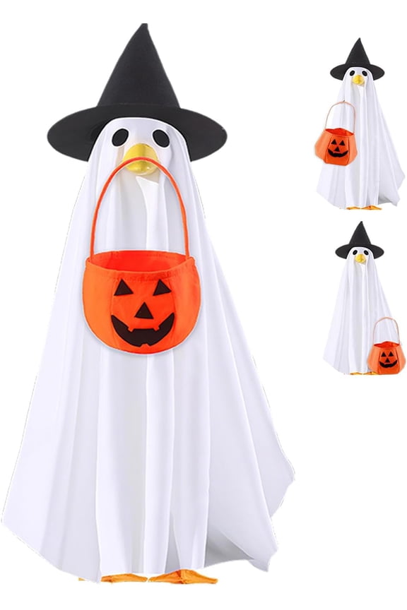 Halloween Ghost Goose Outfit 23" Lawn Porch Goose Clothes Fall Halloween Goose Costume for Halloween Garden Party,Funny Fall Goose Shirt Decor for Outdoor Patio Lawn Yard Decor