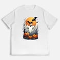 thumbnail image 1 of Halloween Ghost Graphic Tee, Pumpkin Bat T-Shirt for Women, Pattern printing，Halloween Tops，Funny，cotton，white，S-5XL, 1 of 4