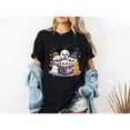 thumbnail image 1 of Halloween Cute Ghost Graphic Tee Spooky Boo Book Design Pumpkin Witch Hat Bats Comfort Cotton T-Shirt Black S-5XL, 1 of 5