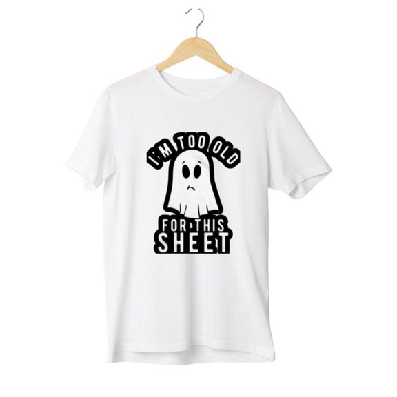 Halloween Ghost Graphic Tee Spooky Fall Season Design Breathable Comfort Cotton T-Shirt White S-5XL