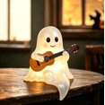 thumbnail image 1 of Halloween Ghost Guitar Reading Night Light, Cute LED Table Lamp, Spooky Ghost with Book and Guitar Ornament for Home Bedroom Desk Decor, 5.51x4.44Inch, 1 of 6