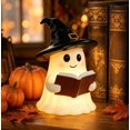 thumbnail image 1 of Halloween Ghost Guitar Reading Night Light, Cute LED Table Lamp, Spooky Ghost with Book and Guitar Ornament for Home Bedroom Desk Decor, 5.51x4.44Inch, 1 of 6
