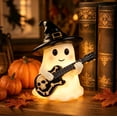 thumbnail image 1 of Halloween Ghost Guitar Reading Night Light, Cute LED Table Lamp, Spooky Ghost with Book and Guitar Ornament for Home Bedroom Desk Decor, 5.51x4.44Inch, 1 of 6