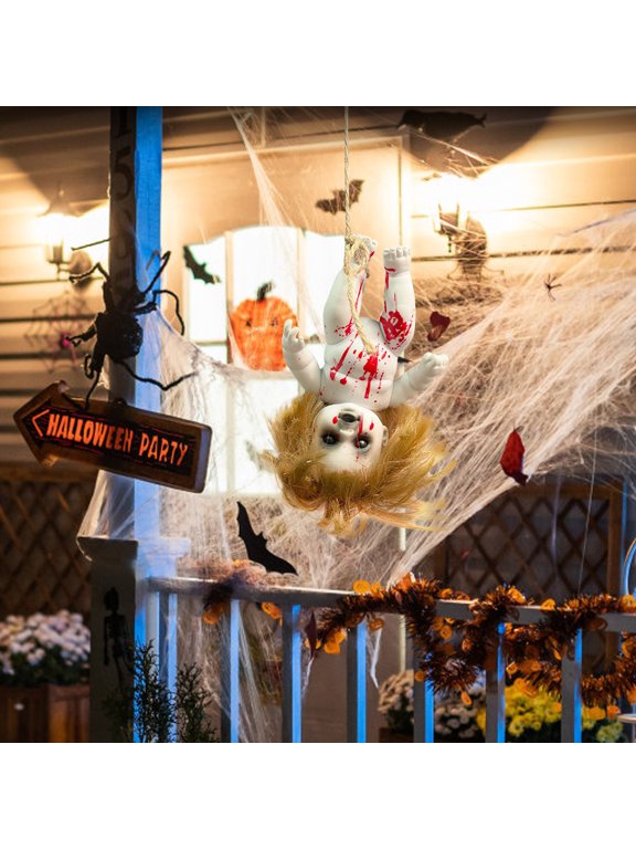 Halloween Ghost Hanging Decoration, Usupdd Realistic Horror Zombie Doll Plastic Prop, Lightweight Scary Courtyard Decor for Home Bar Party Prank Photo Props