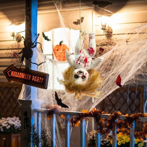 Halloween Ghost Hanging Decoration, Usupdd Realistic Horror Zombie Doll Plastic Prop, Lightweight Scary Courtyard Decor for Home Bar Party Prank Photo Props