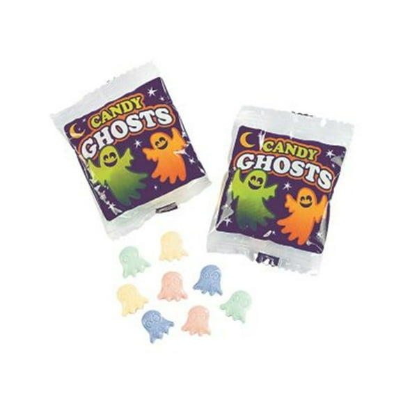 Halloween Ghost Hard Candy Assortment  Individually Wrapped  Bulk Fat-Free Treats  Grape, Orange, Apple & Lemon  46 Pieces