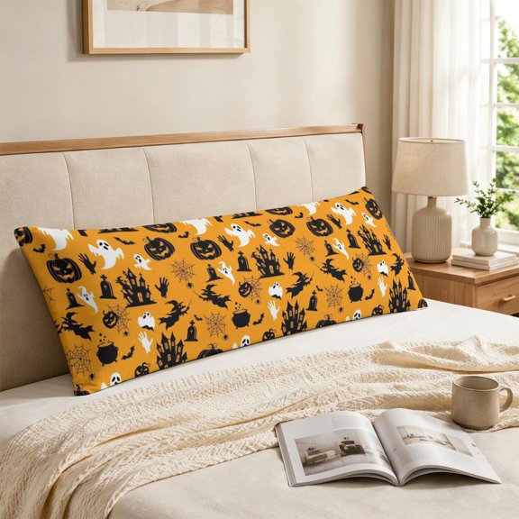 Halloween Ghost Haunted Castle Pattern Long Throw Pillow Cover, Decorative Lumbar Pillow Cover with Hidden Zipper, Anti-pilling Gifts for Bedroom Sofa Decor, 59'' X 19.7''