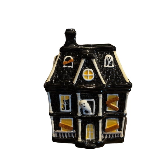 Halloween Ghost House Candy Jar Resin Cookie Snack Container Ghost Decor 20x14.5cm 1 Pack