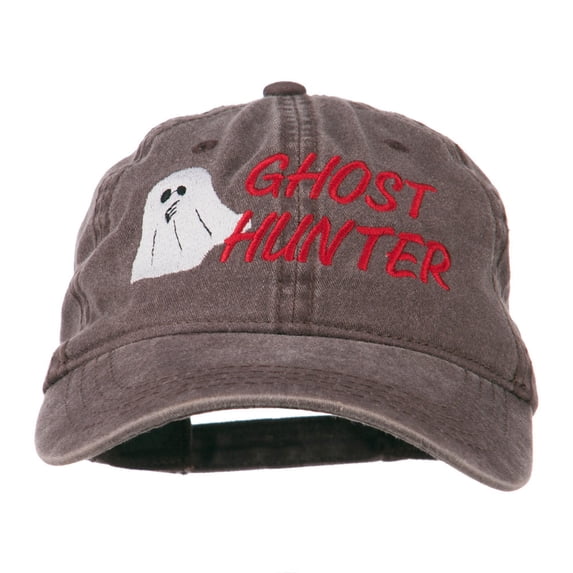 Halloween Ghost Hunter Embroidered Washed Dyed Cap - Brown OSFM