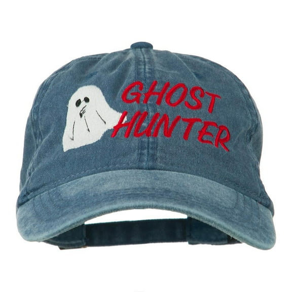 Halloween Ghost Hunter Embroidered Washed Dyed Cap - Navy OSFM