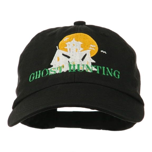 Halloween Ghost Hunting Embroidered Pet Spun Cap - Black OSFM