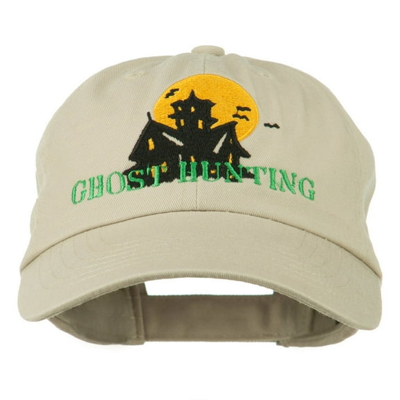 Halloween Ghost Hunting Embroidered Pet Spun Cap - Stone OSFM
