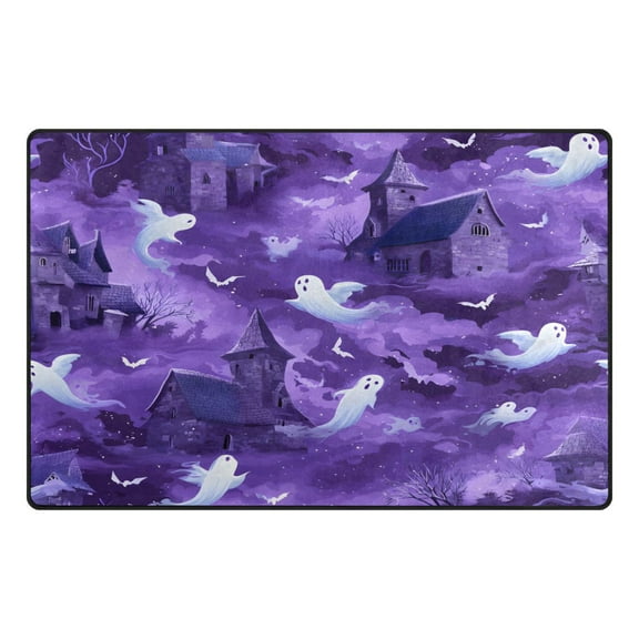 Halloween Ghost Illustration Memory Foam Area Rug 31"x20" Non Slip, Absorbent, Fade Proof for Living Room, Bedroom, Office