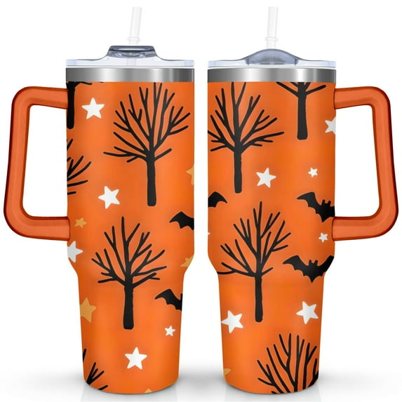 Halloween Ghost Insulated Tumblers Happy Halloween Tumbler Cup with Straw,Thermal with Lids for Hot and Cold Drinks for Outdoor Sports Wedding 40 oz Boo Tumbler
