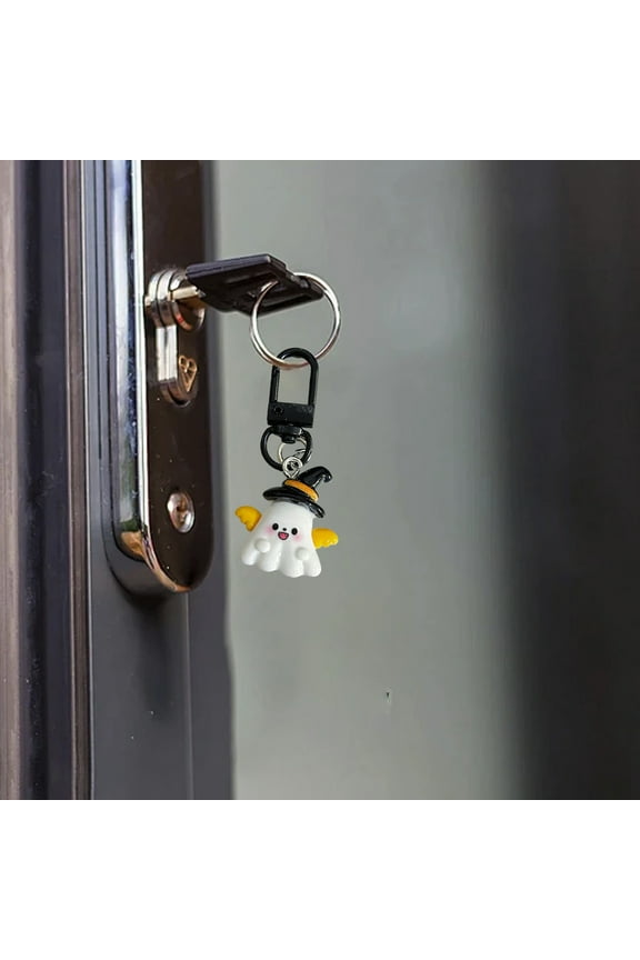Halloween Ghost Keychain - Spooky Cartoon Key Rings with Carabiner Clips,Ideal Gifts for Halloween